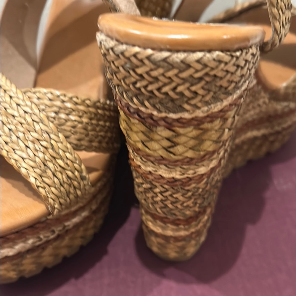 EXE Braided Tan Platform Sandals - Picture 6 of 17